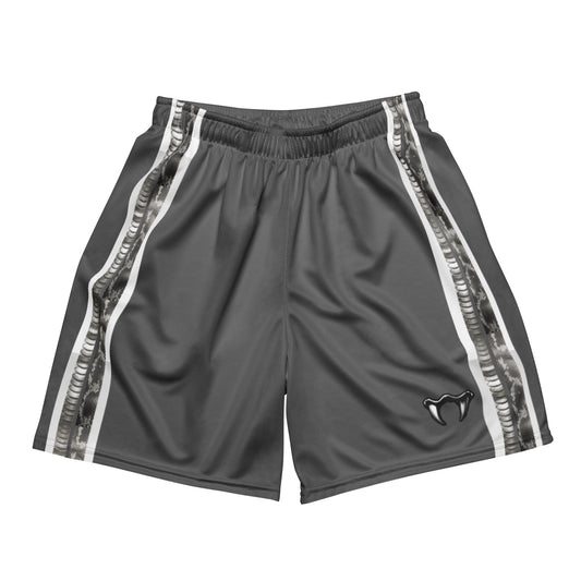 Unisex Grey & White Stripe mesh shorts